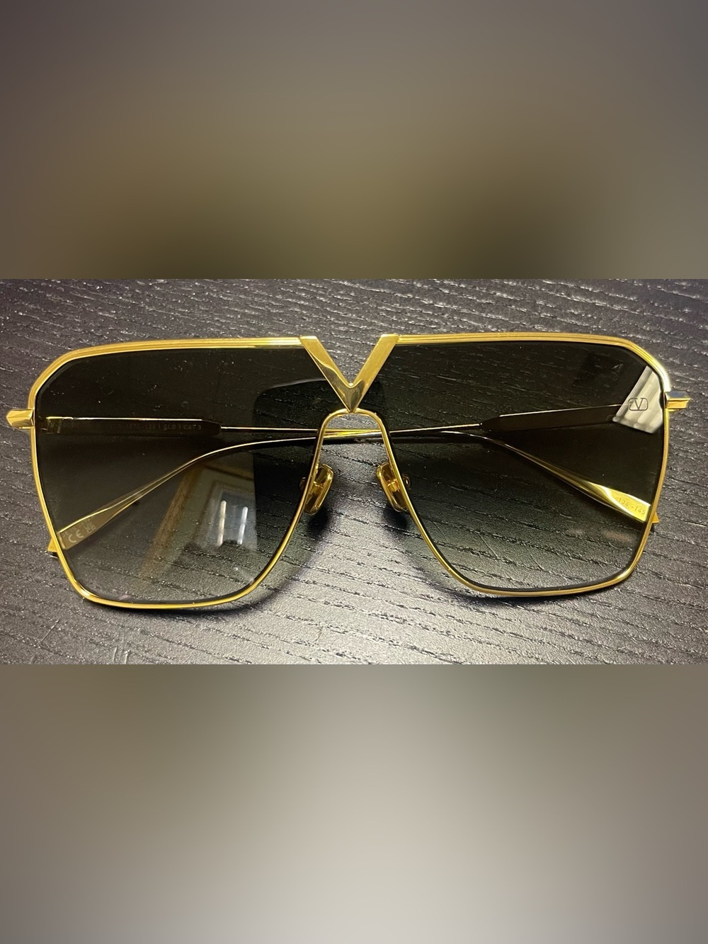 Valentino Gold Aviator Sunglasses with V-Front Accent - Luxury Men Accessories